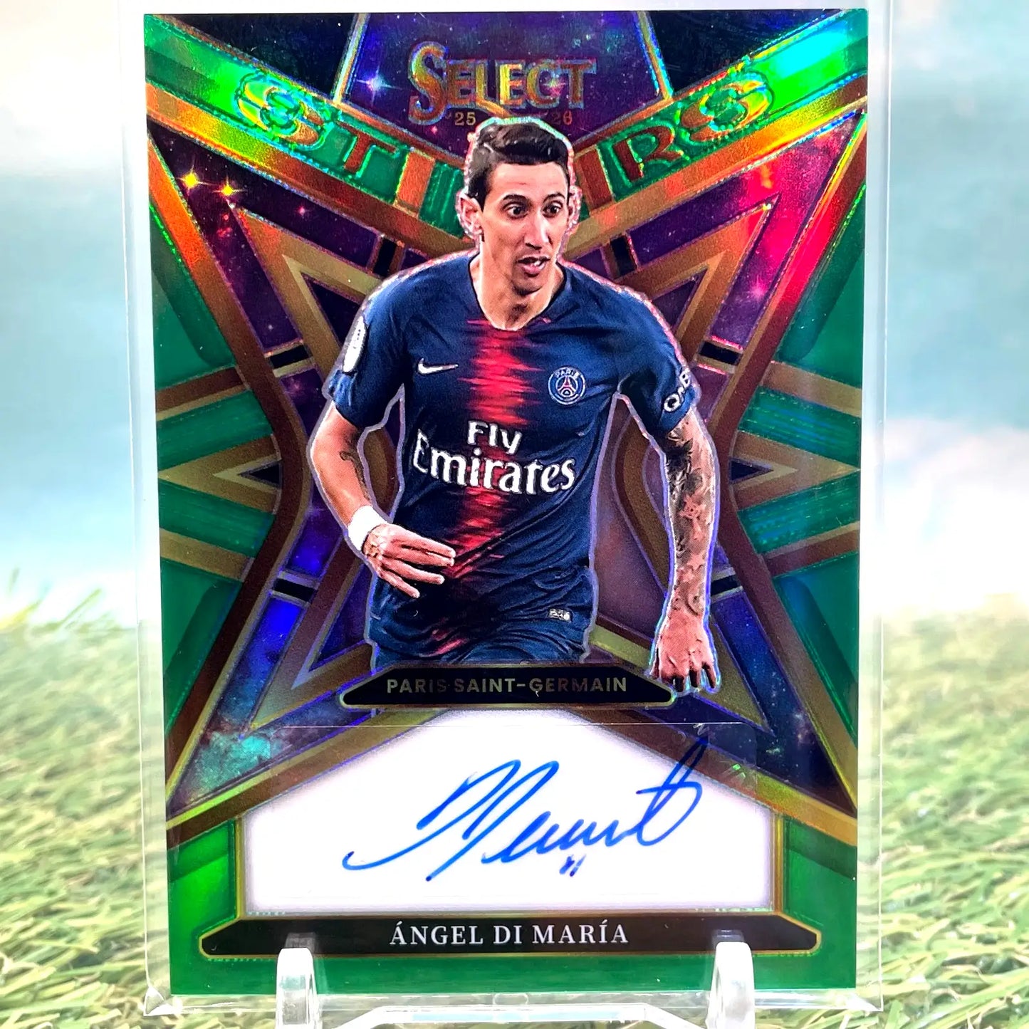 2025-26 Panini Select Ligue 1 Angel Di Maria Green Auto #3/3 SSP RARE LEGEND