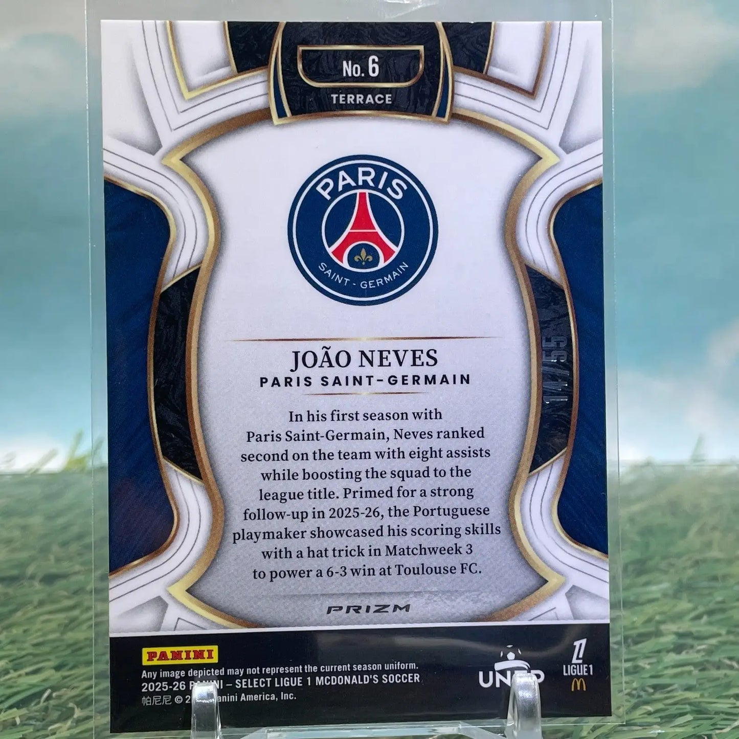 2025-26 Panini Select Ligue 1 Mcdonald Joao Neves #6 Red Prizm /55 - Soccer Card Single