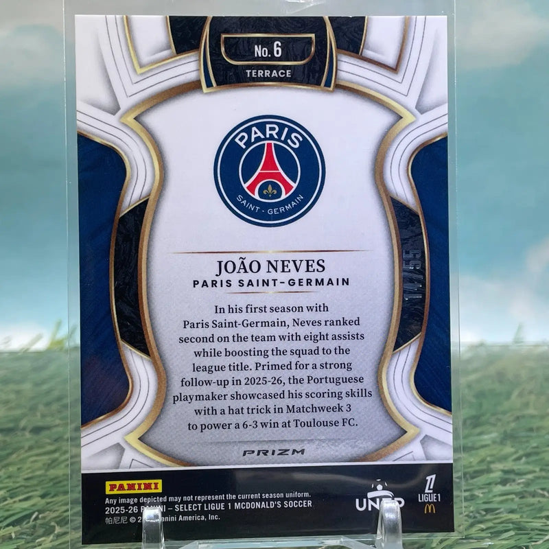 2025-26 Panini Select Ligue 1 Mcdonald Joao Neves #6 Red Prizm /55 - Soccer Card Single