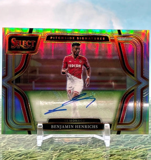 2025-26 Panini Select Ligue One Benjamin Henrichs Pitchside Signatures Auto CG88 - Soccer Card Single
