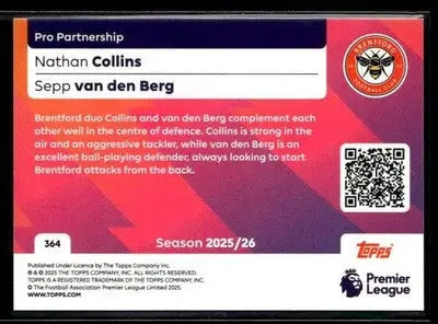 2025-26 Premier League #364 Nathan Collins / Sepp van den Berg PS Rainbow Foil - Soccer Card Single