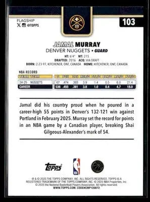 2025-26 Topps #103 Jamal Murray - Basketball Card Single