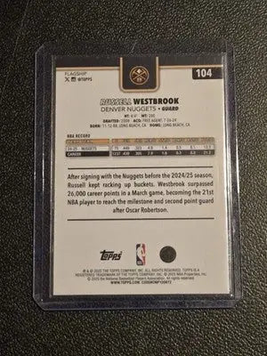 2025-26 Topps #104 Russell Westbrook Pink Holo Foil - Basketball Card Single
