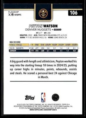 2025-26 Topps #106 Peyton Watson - Basketball Card Single