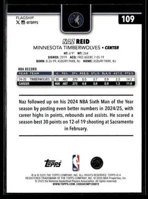2025-26 Topps #109 Naz Reid - Basketball Card Single
