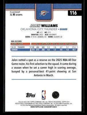 2025-26 Topps #116 Jalen Williams - Basketball Card Single