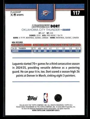 2025-26 Topps #117 Luguentz Dort - Basketball Card Single