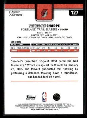 2025-26 Topps #127 Shaedon Sharpe - Basketball Card Single