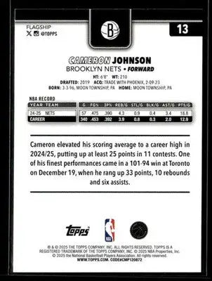 2025-26 Topps #13 Cameron Johnson - Basketball Card Single