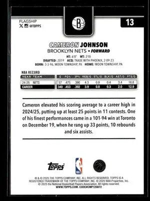 2025-26 Topps #13 Cameron Johnson Gold #/2025 - Basketball Card Single