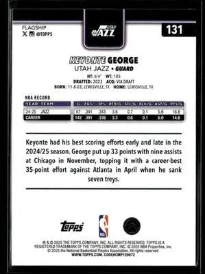 2025-26 Topps #131 Keyonte George Base Utah Jazz