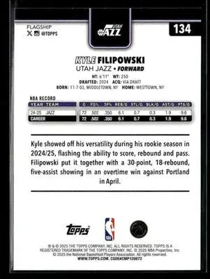 2025-26 Topps #134 Kyle Filipowski - Basketball Card Single