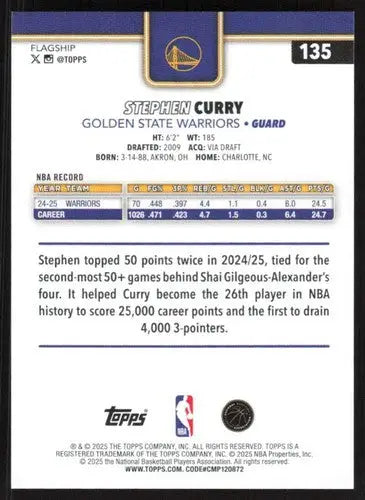 2025-26 Topps #135 Stephen Curry NM-MT Warriors ID:80814 - Basketball Card Single