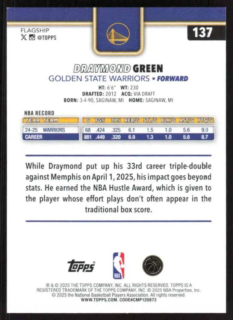 2025-26 Topps #137 Draymond Green NM-MT Golden State Warriors Basketball Card - Basketball Card Single