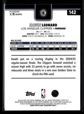 2025-26 Topps #142 Kawhi Leonard Base Los Angeles Clippers - Basketball Card Single