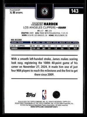 2025-26 Topps #143 James Harden Base Los Angeles Clippers - Basketball Card Single