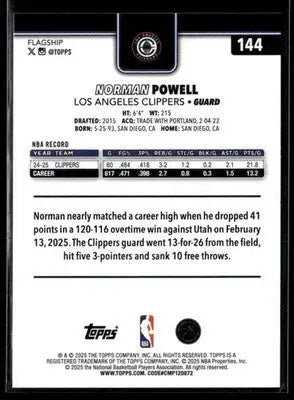 2025-26 Topps #144 Norman Powell Base Los Angeles Clippers - Basketball Card Single