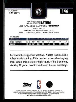 2025-26 Topps #146 Nicolas Batum Purple Holo Foil #/250 Los Angeles Clippers - Basketball Card Single