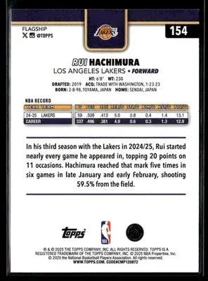 2025-26 Topps #154 Rui Hachimura - Basketball Card Single