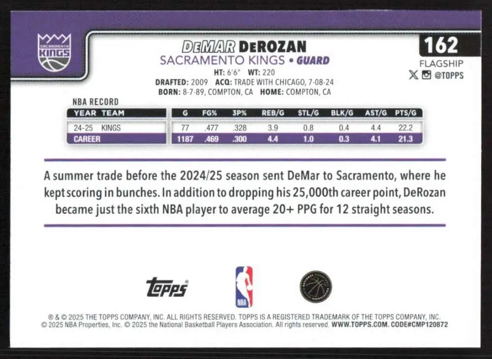 2025-26 Topps #162 DeMar DeRozan NM-MT Sacramento Kings Basketball Card - Basketball Card Single