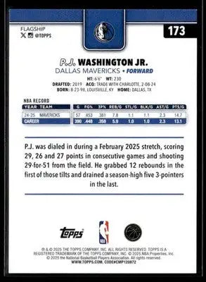 2025-26 Topps #173 P.J. Washington Jr. - Basketball Card Single