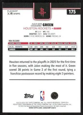 2025-26 Topps #175 Jalen Green NM-MT Rockets ID:80825 - Basketball Card Single