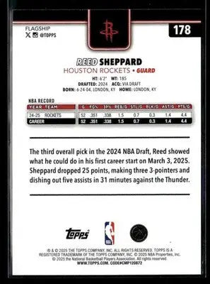 2025-26 Topps #178 Reed Sheppard - Basketball Card Single
