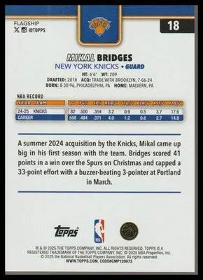 2025-26 Topps #18 Mikal Bridges Rainbow Foilboard - Basketball Card Single