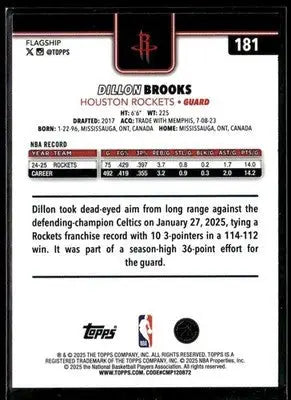 2025-26 Topps #181 Dillon Brooks - Basketball Card Single