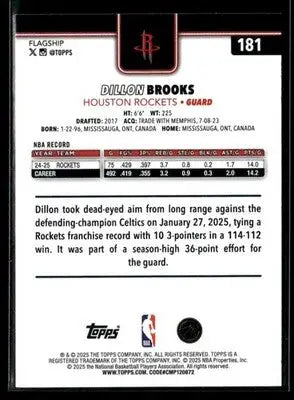 2025-26 Topps #181 Dillon Brooks - Basketball Card Single