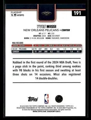 2025-26 Topps #191 Yves Missi