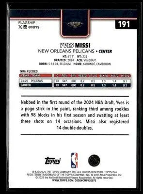 2025-26 Topps #191 Yves Missi - Basketball Card Single