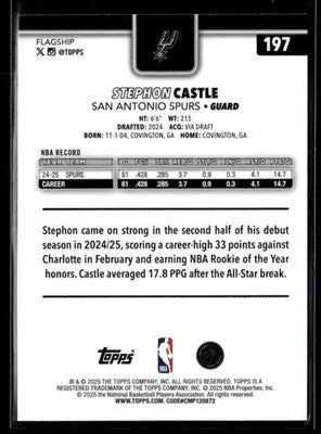 2025-26 Topps #197 Stephon Castle - Basketball Card Single