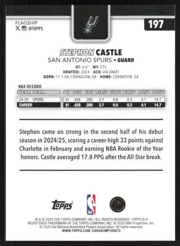2025-26 Topps #197 Stephon Castle NM-MT Spurs ID:80830 - Basketball Card Single