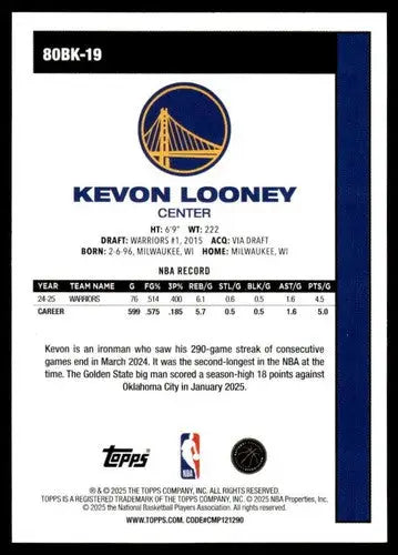 2025-26 Topps 1980-81 Topps #80BK-19 Kevon Looney NM-MT Warriors ID:80778 - Basketball Card Single