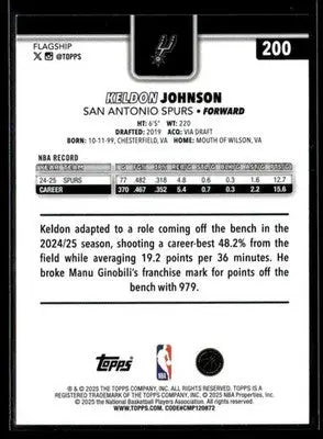2025-26 Topps #200 Keldon Johnson - Basketball Card Single