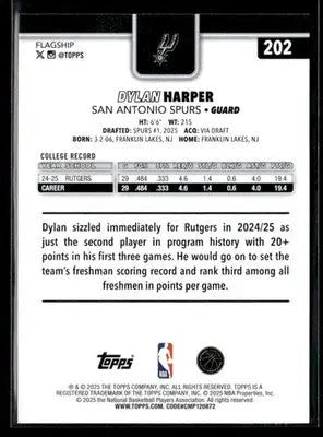 2025-26 Topps #202 Dylan Harper - Basketball Card Single