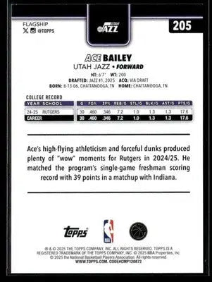 2025-26 Topps #205 Ace Bailey - Basketball Card Single