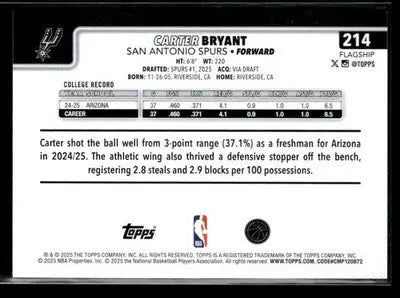 2025-26 Topps #214 Carter Bryant - Basketball Card Single