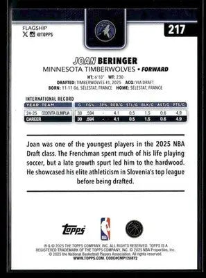 2025-26 Topps #217 Joan Beringer - Basketball Card Single