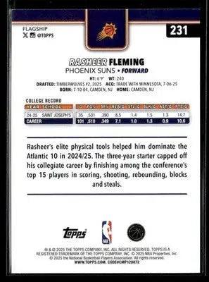 2025-26 Topps #231 Rasheer Fleming - Basketball Card Single