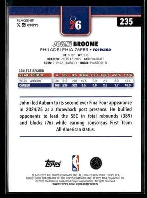 2025-26 Topps #235 Johni Broome - Basketball Card Single