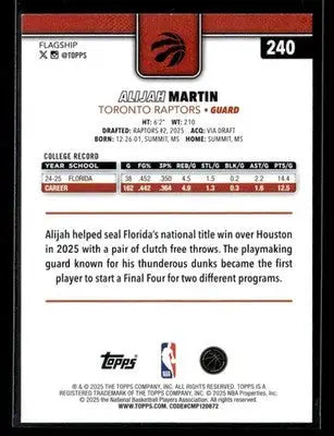 2025-26 Topps #240 Alijah Martin - Basketball Card Single