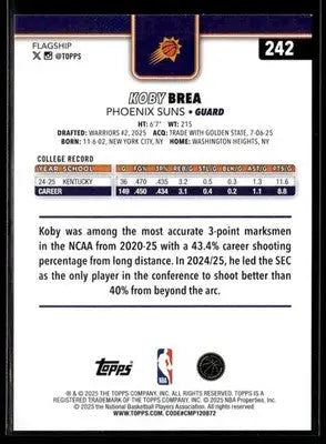 2025-26 Topps #242 Koby Brea - Basketball Card Single