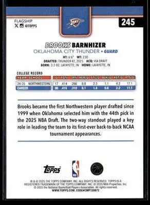 2025-26 Topps #245 Brooks Barnhizer - Basketball Card Single