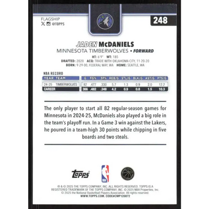 2025-26 Topps #248 Jaden McDaniels NM-MT Minnesota Timberwolves Basketball Card - Basketball Card