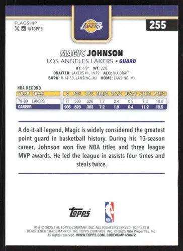 2025-26 Topps #255 Magic Johnson NM-MT Lakers ID:80844 - Basketball Card Single