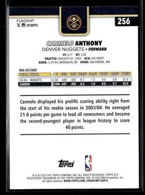 2025-26 Topps #256 Carmelo Anthony - Basketball Card Single