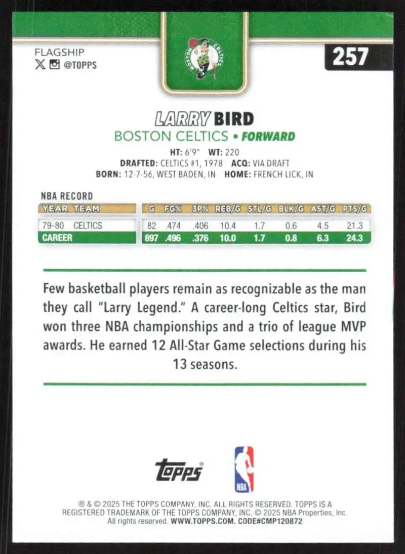 2025-26 Topps #257 Larry Bird NM-MT Boston Celtics Basketball Card - Basketball Card Single