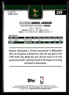 2025-26 Topps #259 Kareem Abdul-Jabbar Base Milwaukee Bucks - Basketball Card Single